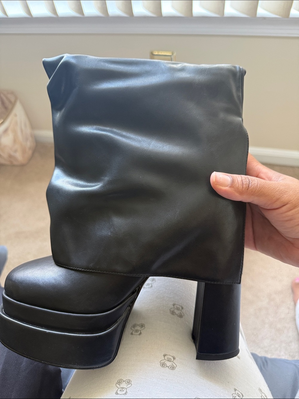 AKIRA Black Faux Leather Platform Block Heel Boots